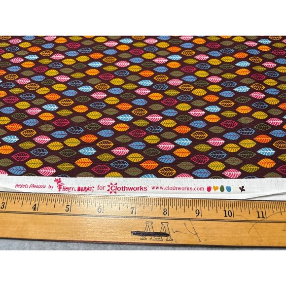 Colorful Leaf Pattern Fabric by Clothworks 23" x 44" Cotton Quilting Sewing Craf - Picture 2 of 4